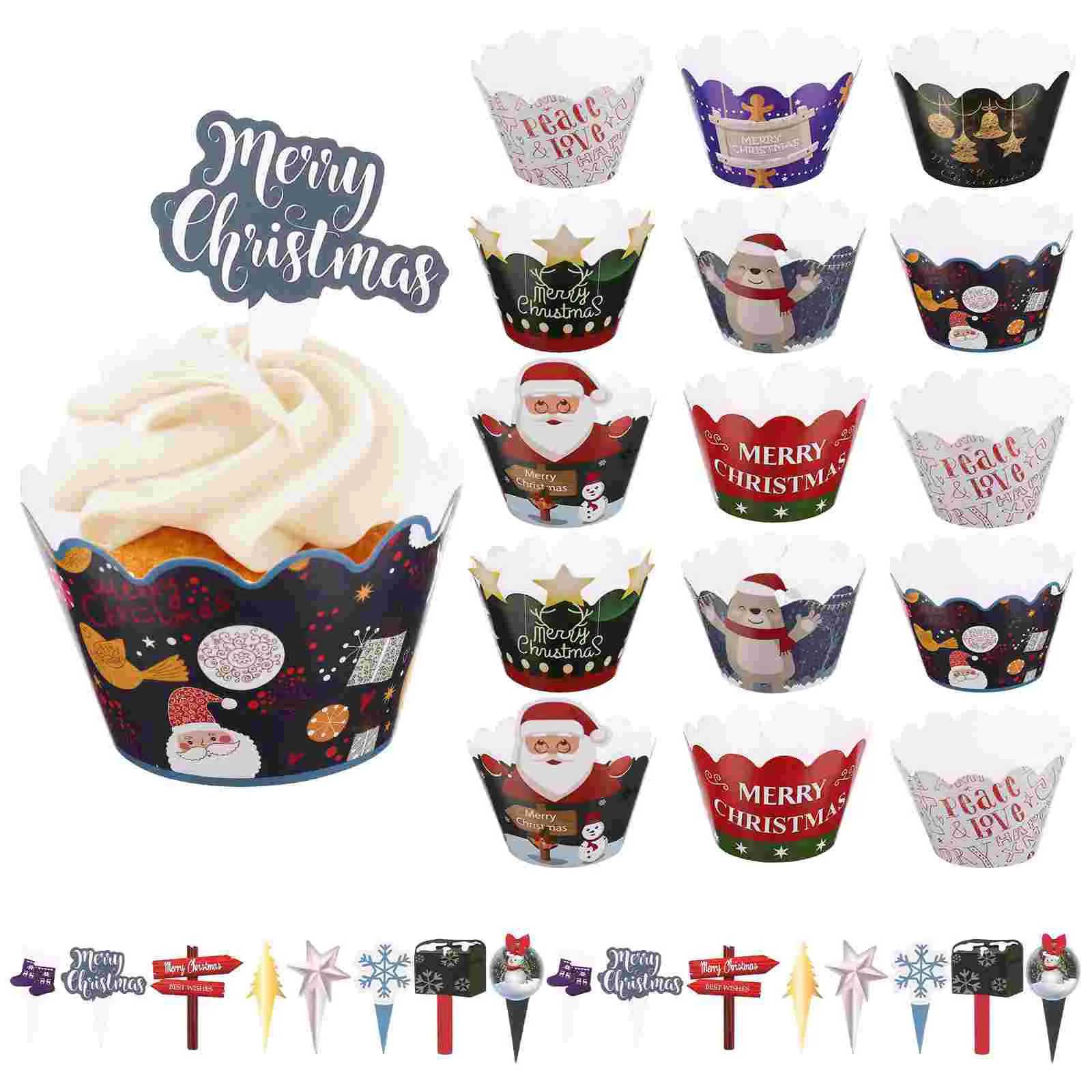 

Christmas Cupcaketoppers Wrappers Cake Party Picks Paper Cups Wrapper Dessert Reveal Gender Shower Baby Glitter Stand Fondant