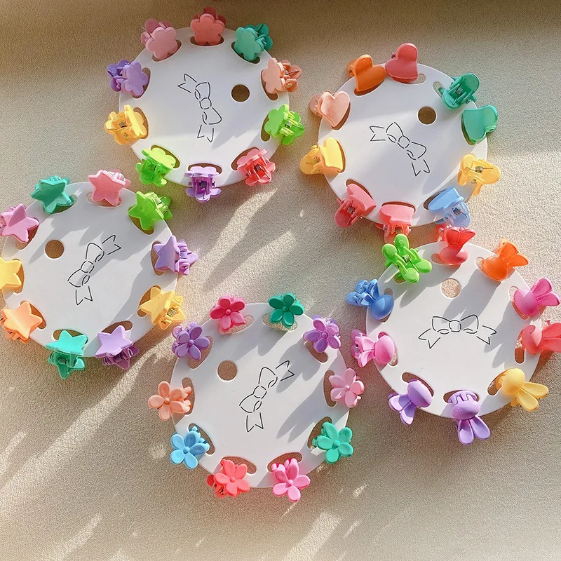 

10PCS/Set Cute Children Girls Hairpins Small Flowers Heart Gripper Plastic Hair Clip Clamp Barrettes Hair Accessories