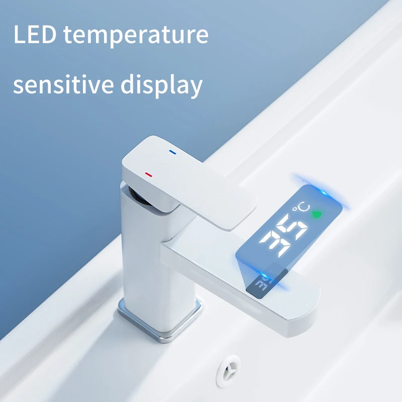 

LED Digital Temperature Control Faucet Bathroom Basin Faucet Cold Hot Water Mixer Tap Ceramic Valve Core Bathroom Accessories