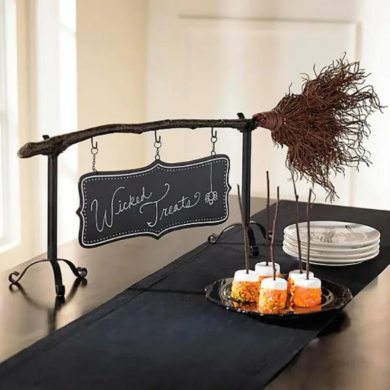 

Halloween Witch Hat Snack Bowl Stand Adorable Broomstick SnackBowl Stand Home Party Witch Hat Snack Bowl Shelf Decoration Device