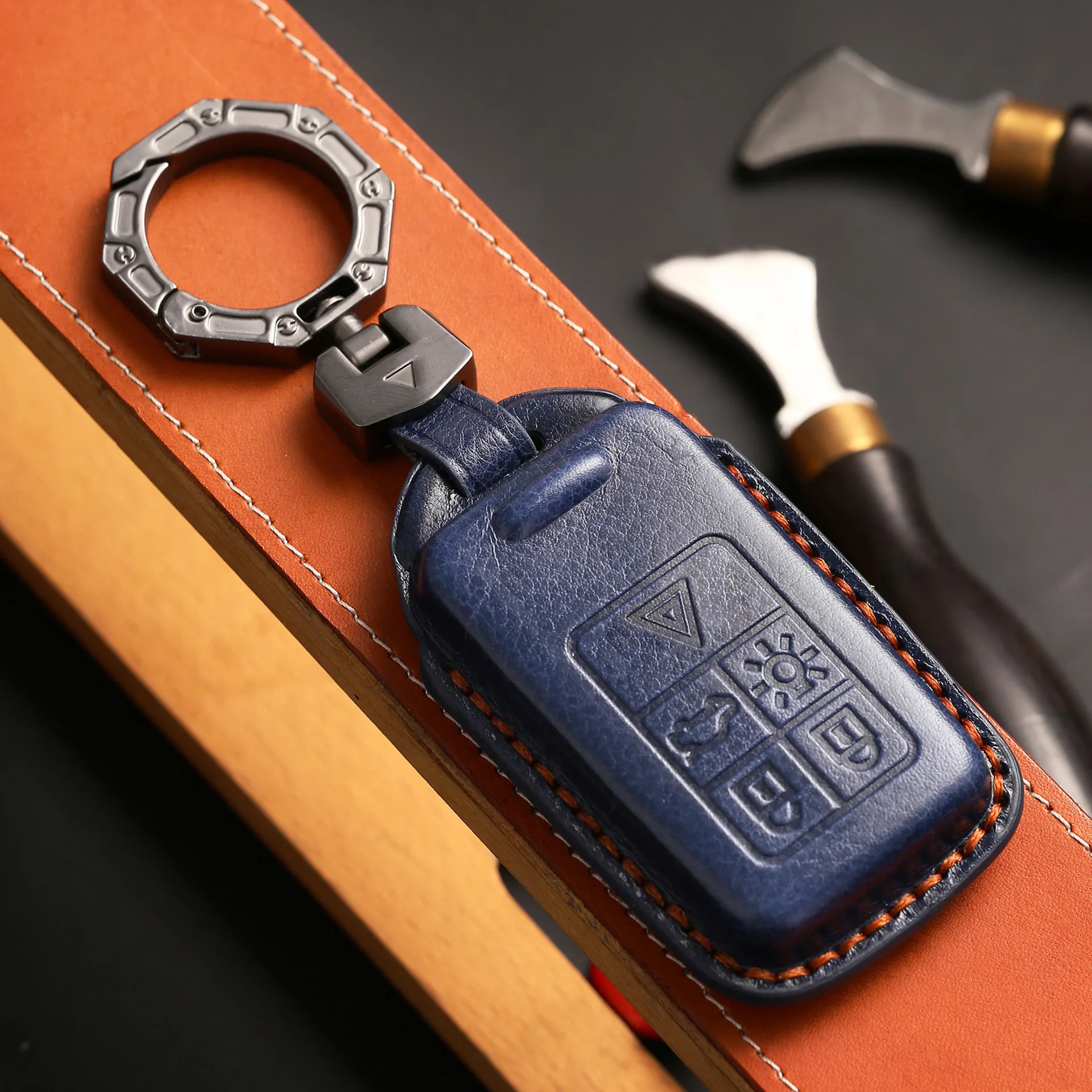 5 6 Buttons Smart Key Cover Fob Case Car Keyring Holder Shell for Volvo S60 V60 S70 V70 XC60 XC70 S60L S80L Genuine Leather