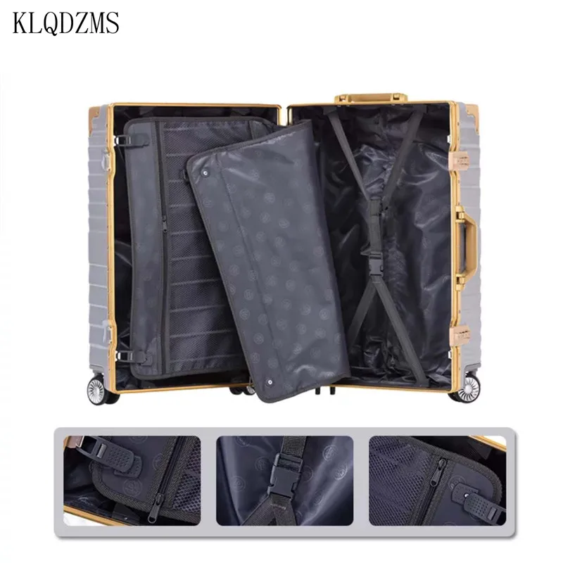 KLQDZMS 20''24''26''29-Cool Boy's Metal Suitcase Large-Capacity Silent Universal Wheel Luggage Case Student Cabin Password Box