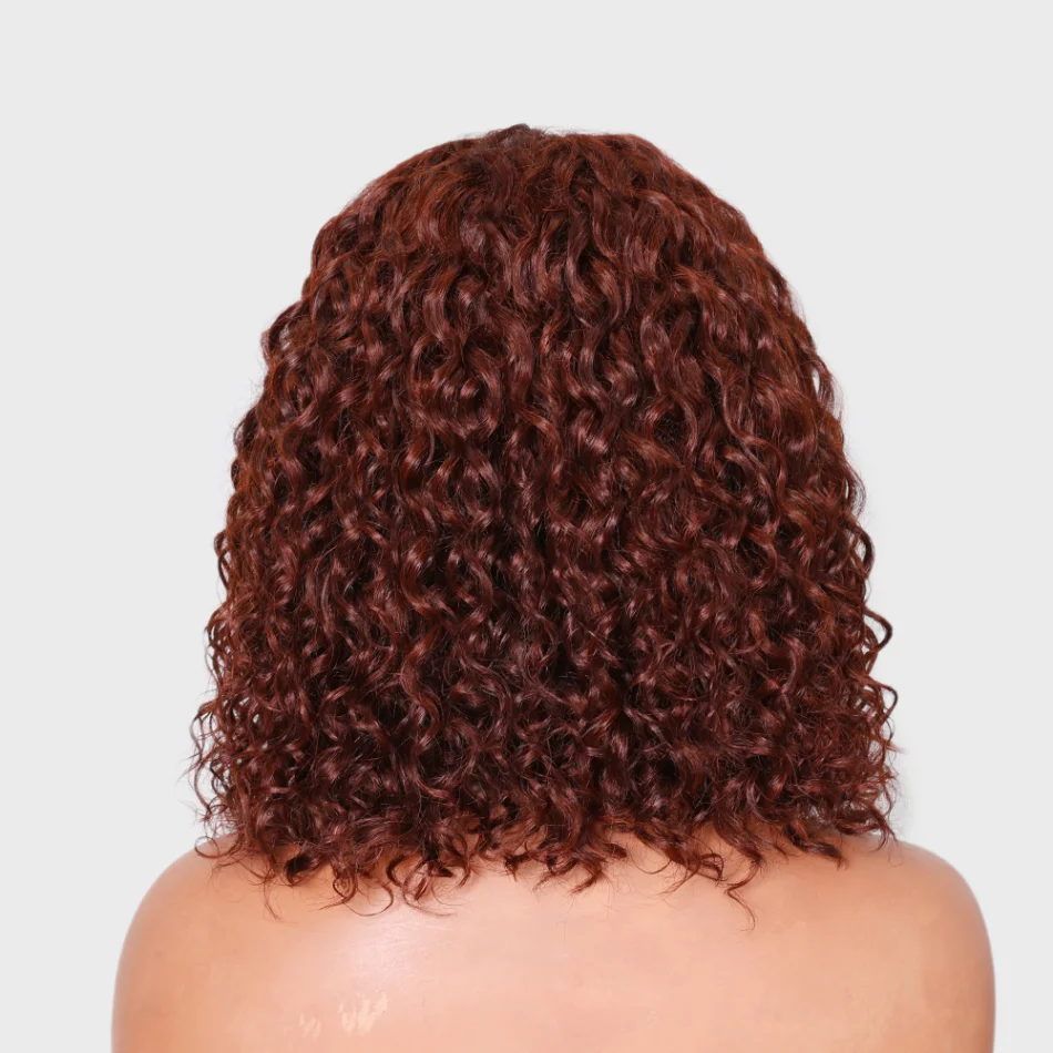 

UNice Hair Reddish Brown Water Wave Wear Go Wig Short Bob 6x4.5 Lace Closure Glueless Human Hair Wig for Women Brazilian Hair