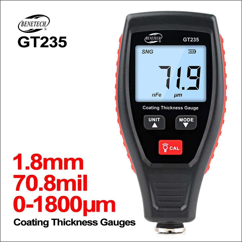

RZ Coating Thickness Gauge Paint Handheld Thickness Gauge Meter Car Paint Depth Gauge Tester Measurement Range 0~1800μm
