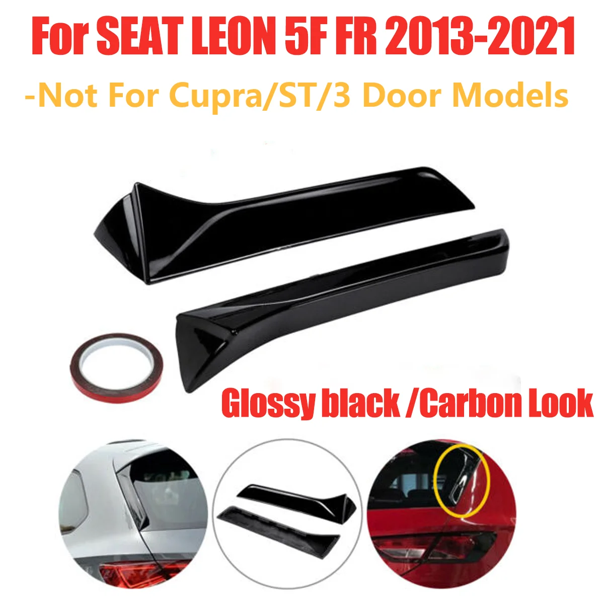 

Pair Car Rear Window Side Spoiler Lip Wing Rear Trunk Splitter Lip For Seat Leon 5F FR Mk3 MK3.5 Seden 2013-21 Rear Spoiler Lip