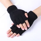 Перчатки без пальцев для мужчин и женщин, вязаные рукавицы, с сенсорным экраном, теплые зимние, для взрослых, 1 пара