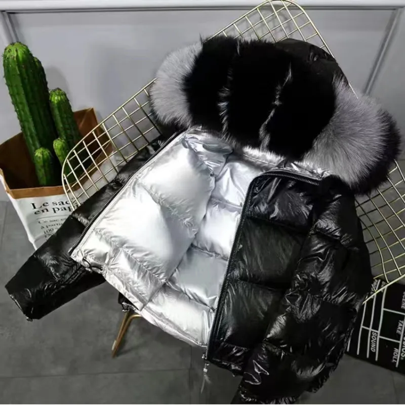 

Women Parkas Cotton Coats Short Casual Hooded Style Shiny Smooth Fabric Gloosy Thick Outdoors Warm Simple Faddish 2022 Winter