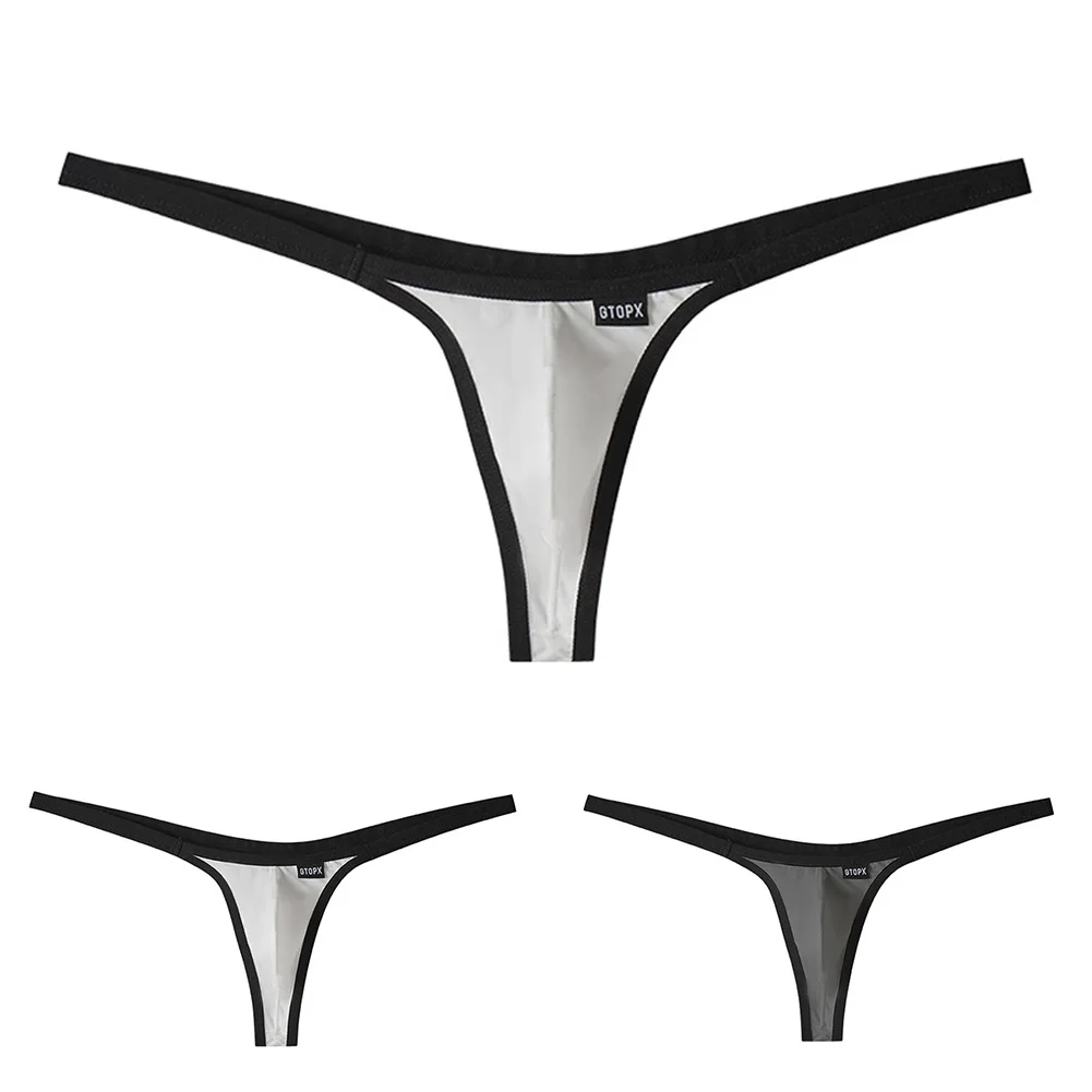 

Men's Sexy Seamless Briefs Comfortable Low Rise Elastic Thongs G-string Breathable Bulge Pouch T Back Bkini Underwear
