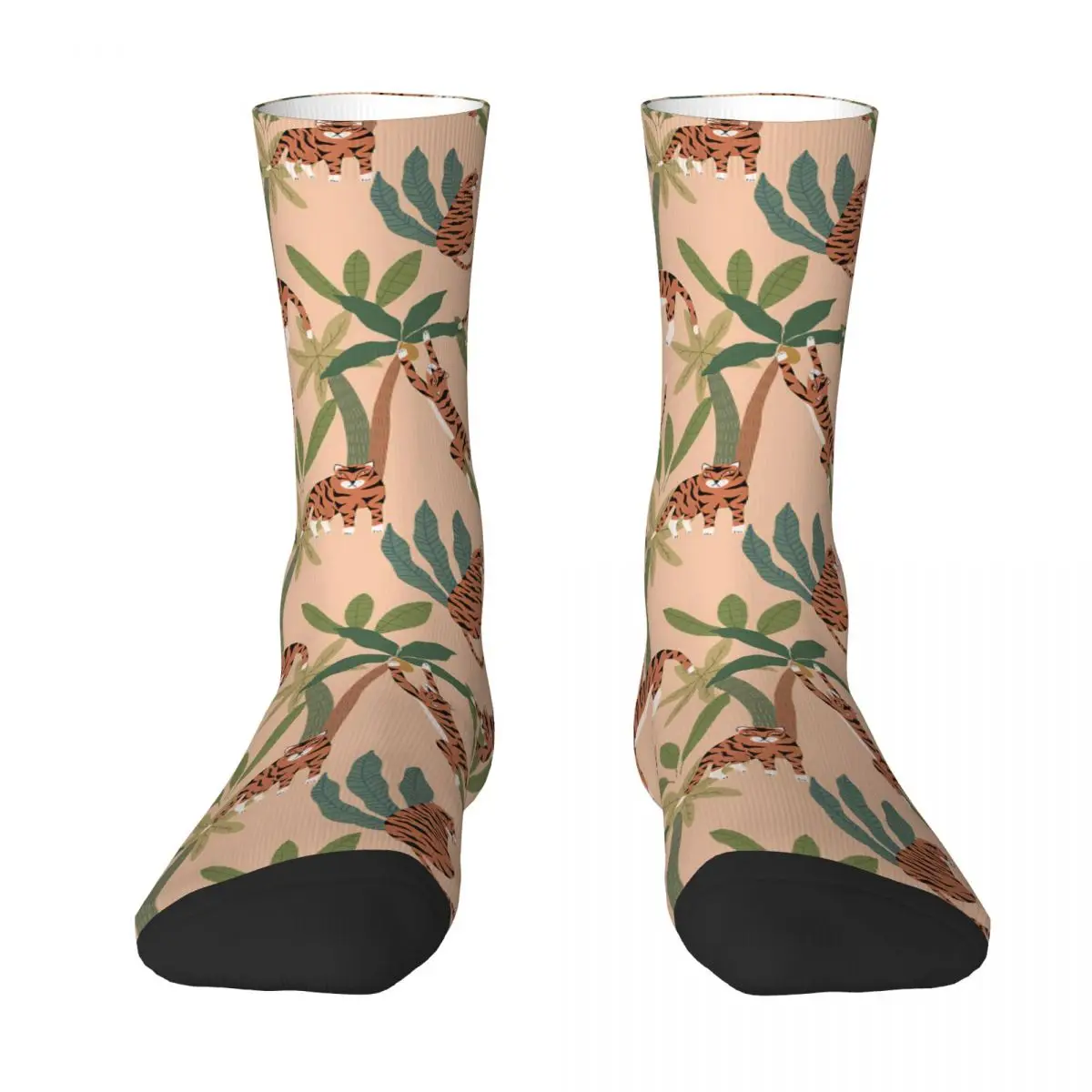Summer Seamless Pattern With Tigers And Palm Trees Adult Socks,Unisex socks,men Socks women Socks