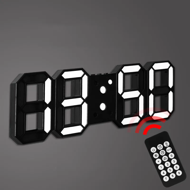 ساعة حائط رقمية كبيرة درجة الحرارة تاريخ التحكم الصوتي ساعة الطاولة الإلكترونية الوضع الليلي ثلاثية الأبعاد ساعة ليد مع جهاز التحكم عن بعد