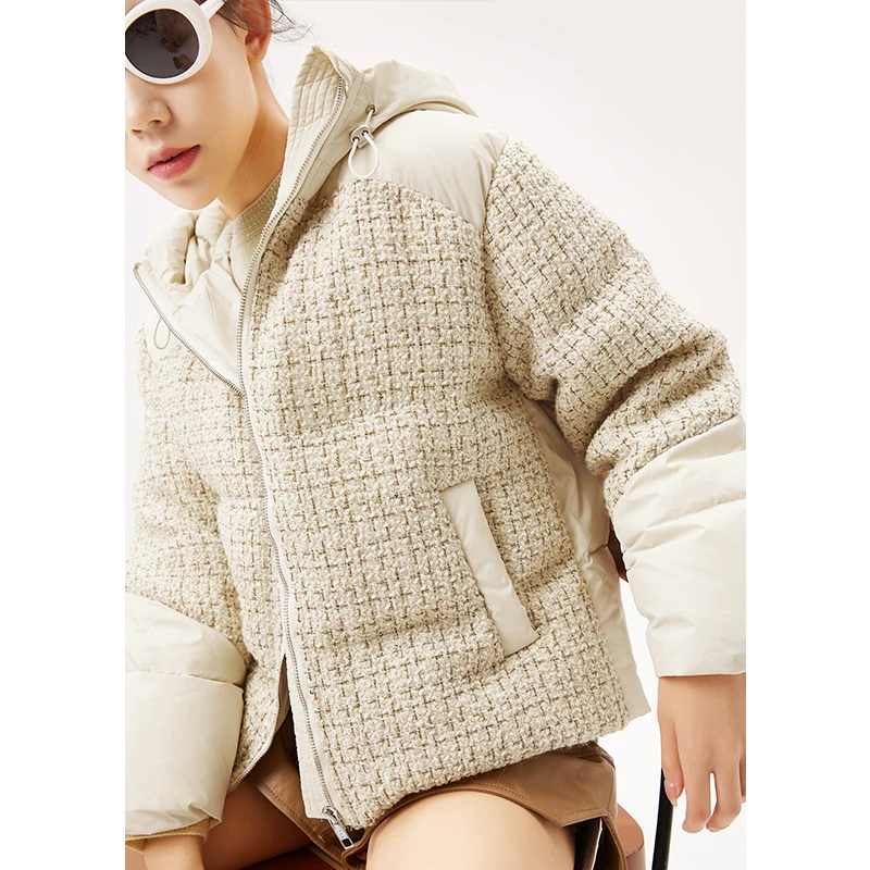 SHUCHAN 90%  White Goose Down  Casacos Femininos Inverno 2022  Jacket Women  High Street Wool Blend Autumn/Winter