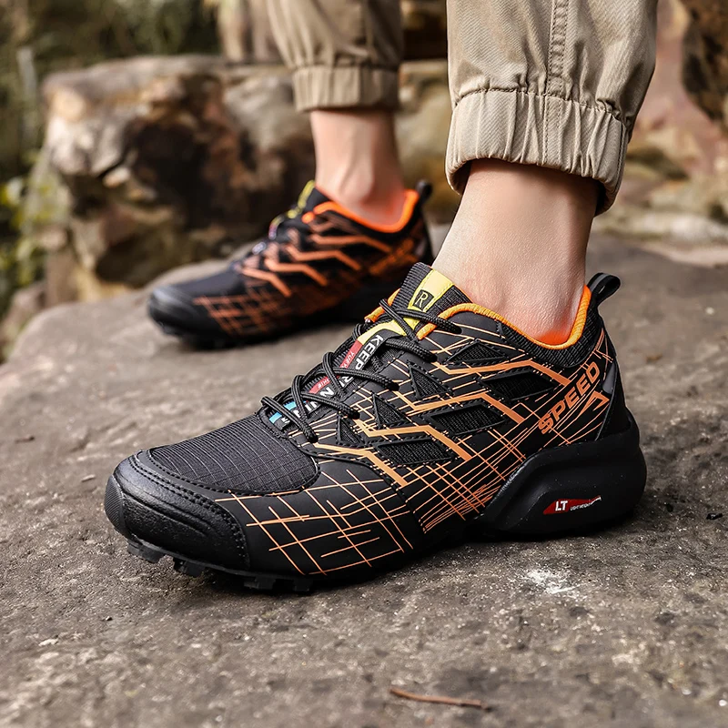 JIEMIAO Men Sneakers Outdoor Trail Running Shoes Non-Slip Camping Hunting Boots Breathable Tactical Training Trekking Shoes