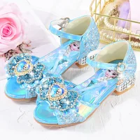 Disney Cartoon Frozen Girls Sandals Summer New High Heels Elsa Princess Fashion Open Toe Shoes Little Girls Shoes
