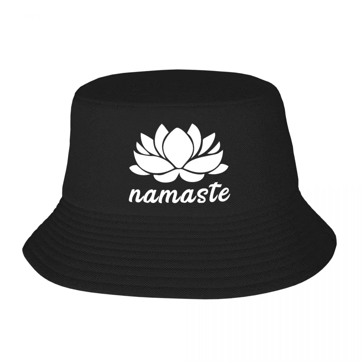

Namaste 1 Print Bucket Hat Double Side Reversible Bob Hats Cotton Foldable Unisex Fisherman Cap Travel Sunscreen