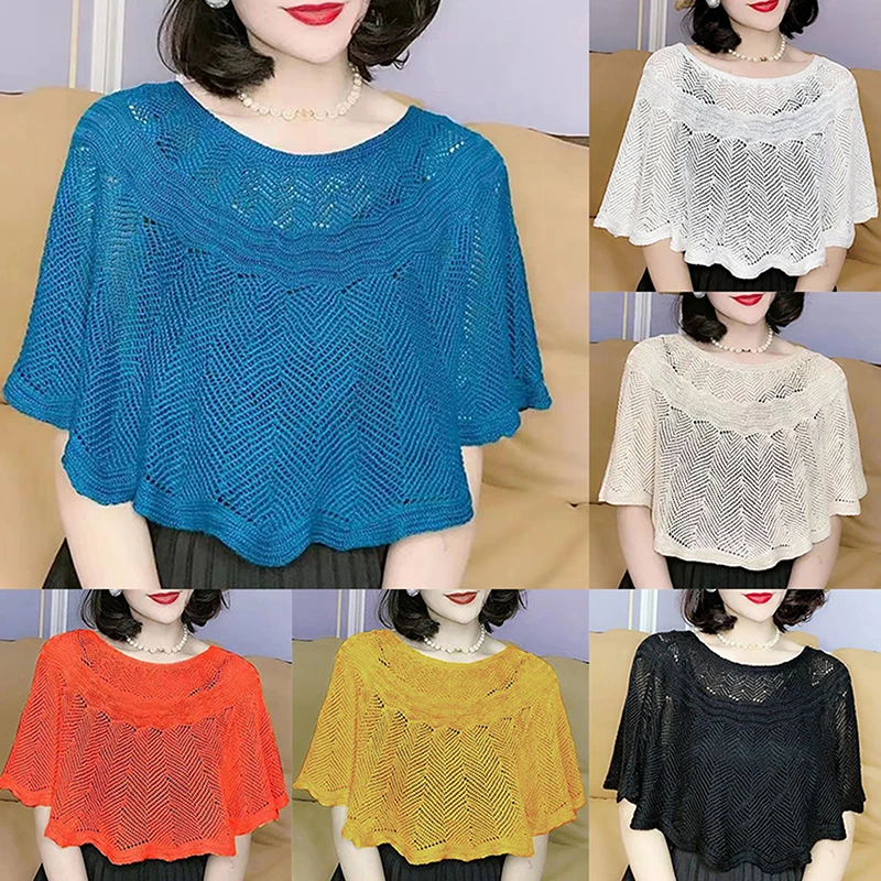 Женская вязаная полая хлопковая шаль шарф блузка лето-осень элегантный женский