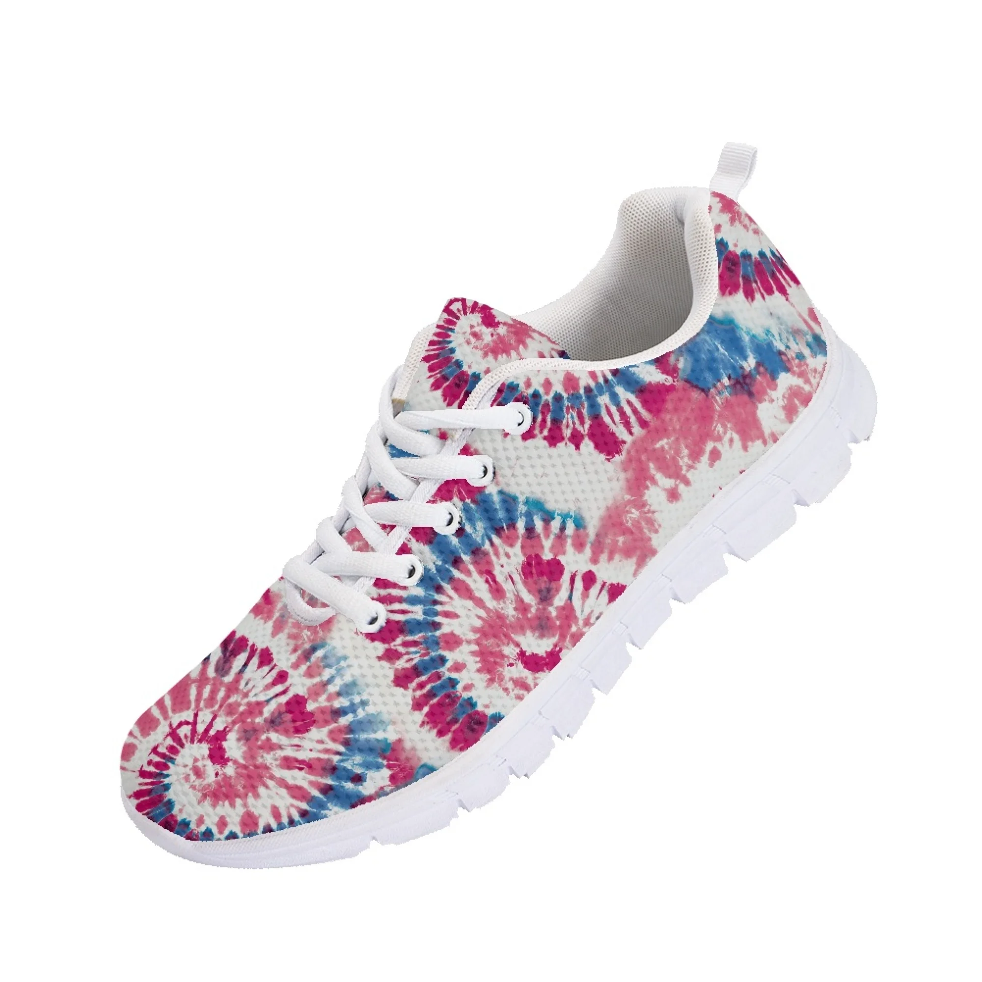 Yikeluo Pink Gradient Pattern Design Shoes for Women Light Mesh Running Sneakers Female Lace up Flat Sneakers Footwear zapatos