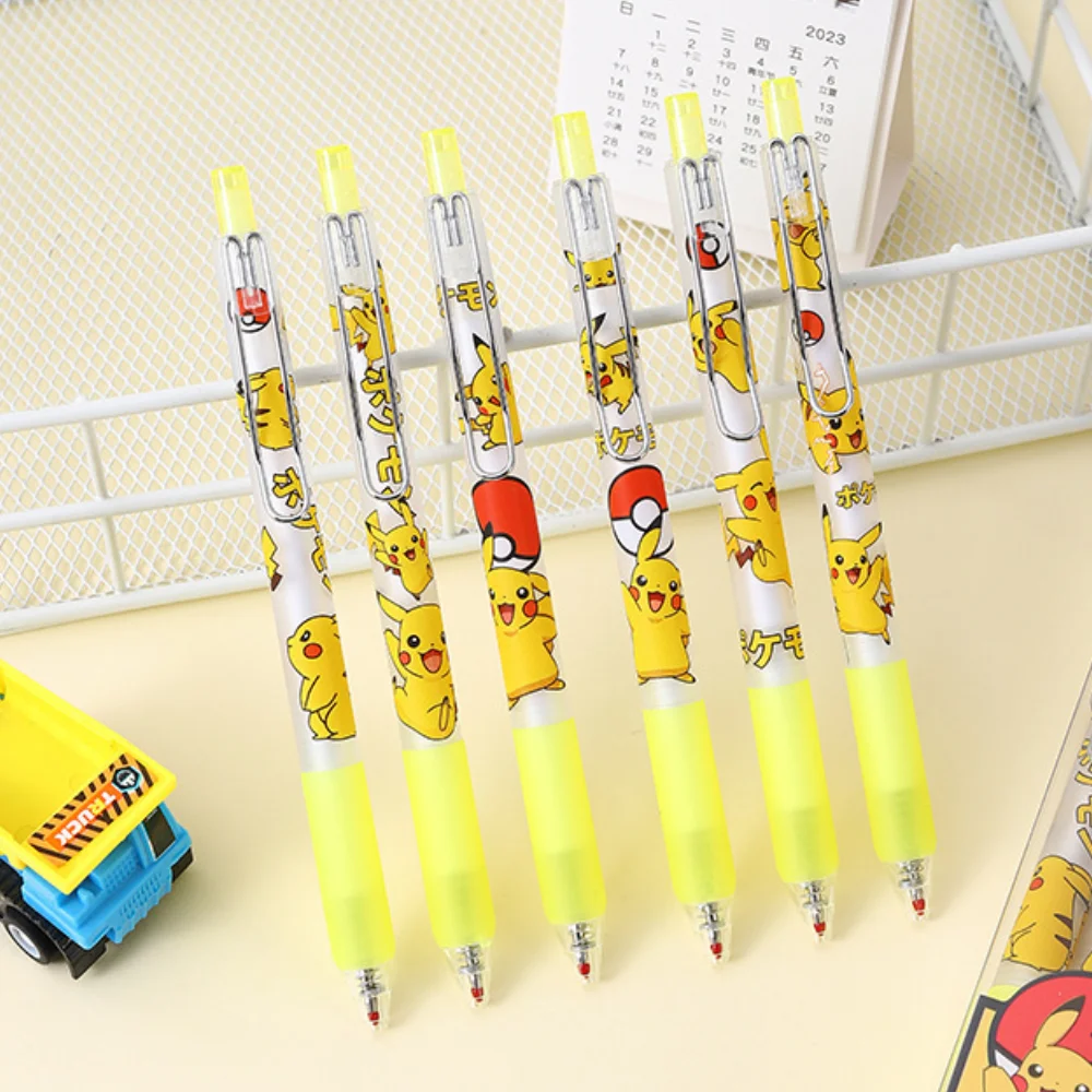 

12Pcs/set Kawaii Pokemon Pikachu Black Gel Pens Anime School Supplies 0.5Mm Ballpoint Pen Students School Office Stationery