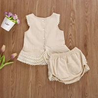 infant toddler baby kid girls clothes set summer lace ruffles vest t shirt top shorts bloomers outfits vintage