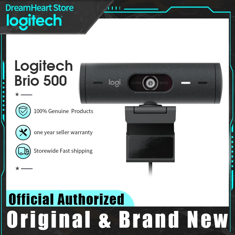 

Веб-камера Logitech BRIO 500, коррекция светильник, Full HD 1080p, живая камера, прасветильник ка, 4 режима автоматического обрамления, режим шоу для ПК и н...