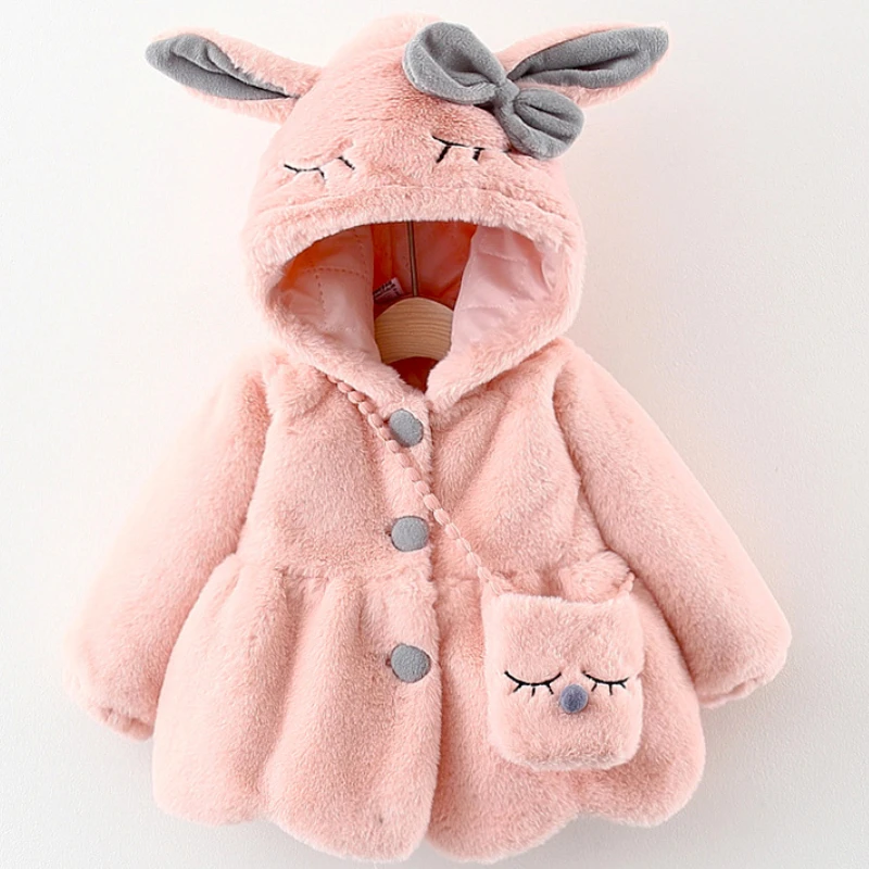 Симпатичная плюшевая Детская куртка с кроличьими ушками рождественское Женское
