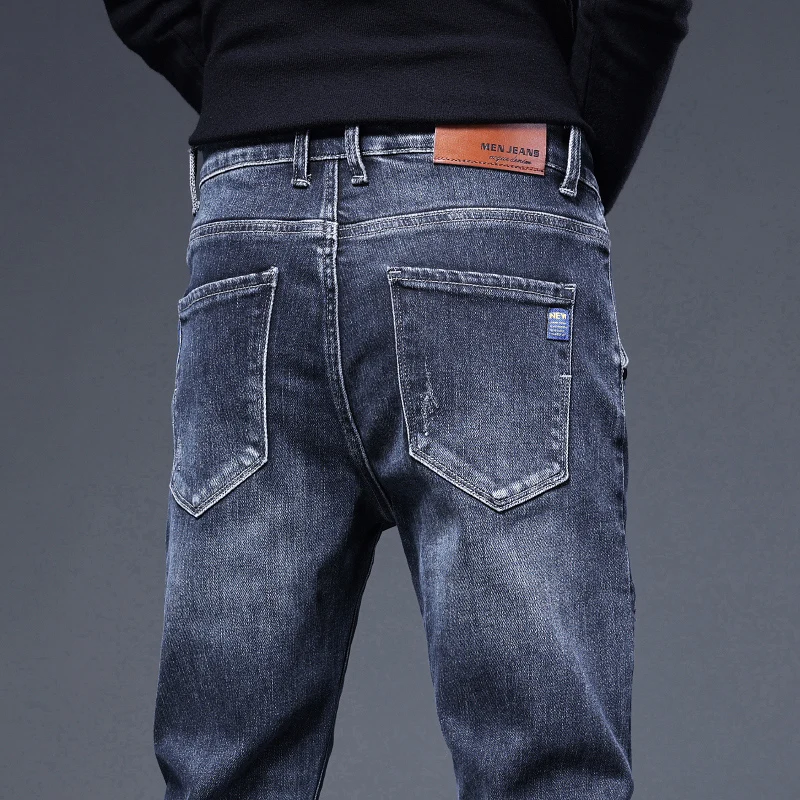 Джинсы мужские облегающие модель 2023 года модные повседневные брюки в Корейском