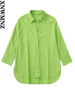 xnwmnz 2022 new women single breasted linen shirt office lady long sleeve blouse chic chemise tops