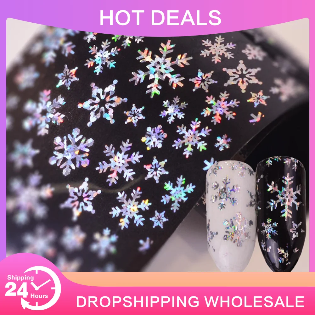 Лазерная Рождественская наклейка для дизайна ногтей нужна звезда клей Снежинка