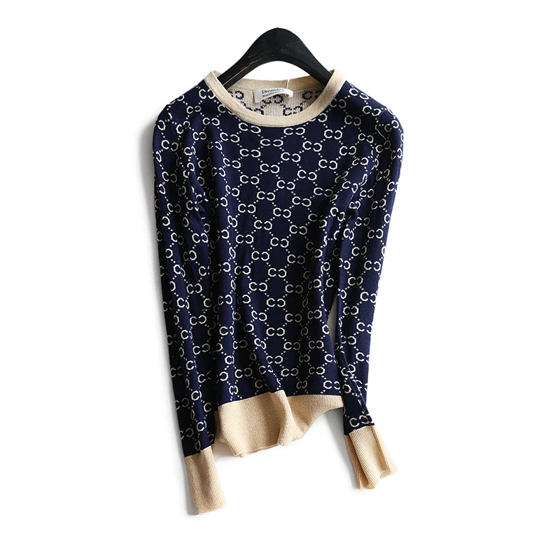 Яркий шелковый встроенный модный золотой вязаный топ с геометрическим принтом и