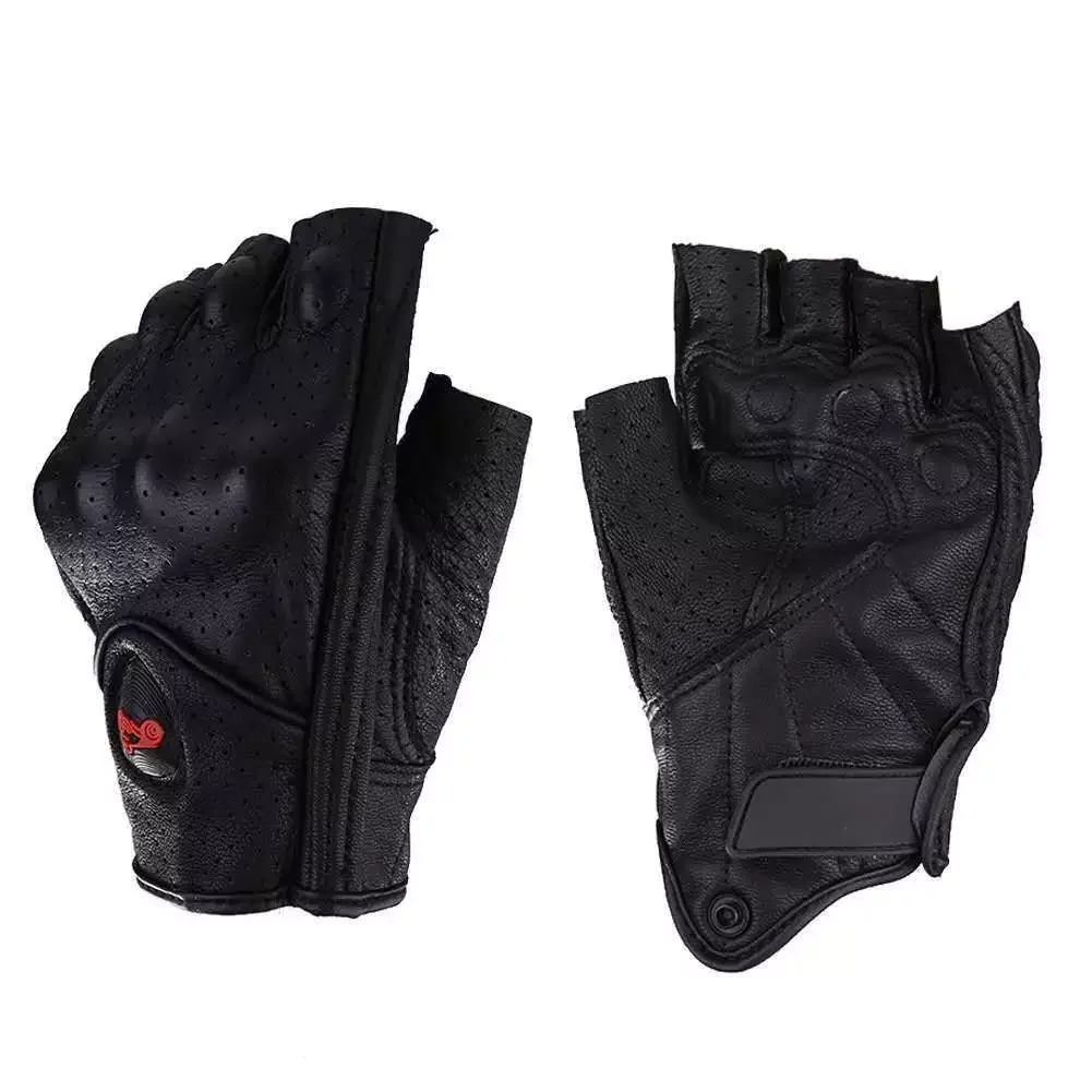

Half Finger Motorcycle Gloves Leather Guantes Moto Verano Estivi Luvas Ciclismo Gant Cycling Fingerless Gloves Tactical Retro