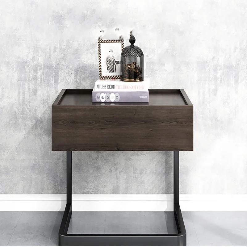 Черный ночной столик со скрытым хранилищем винтажный роскошный для спальни