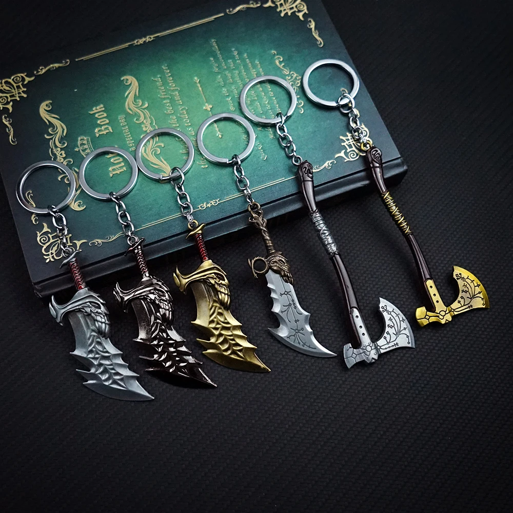 Фото Брелок для ключей Kratos Axe Leviathan God of War Blades of Chaos Swords, брелок для ключей, игровые аксессуары, автомобильный брелок для ключей, подвеска llaveros №2