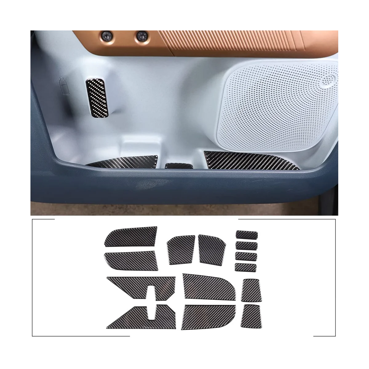 

Car Door Slot Mats Kit Trim Decal Stickers for Ford Maverick 2022 2023 Interior Accessories - Soft Carbon Fiber