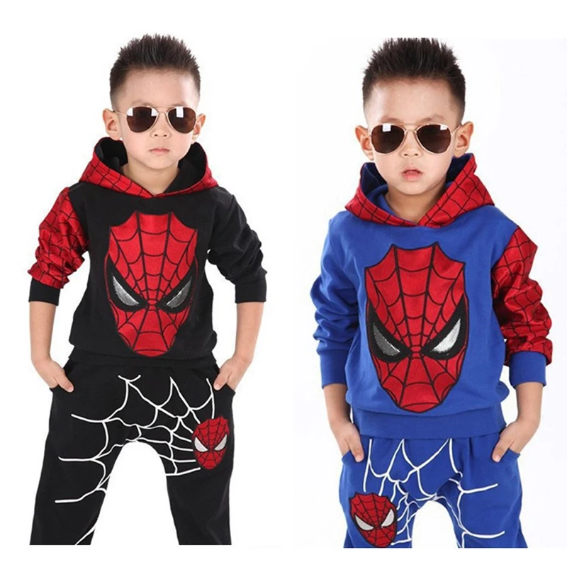 Conjunto de ropa con dibujos de Spiderman para niños, traje de abrigo y pantalones de Cosplay de Navidad, chándales, primavera y otoño
