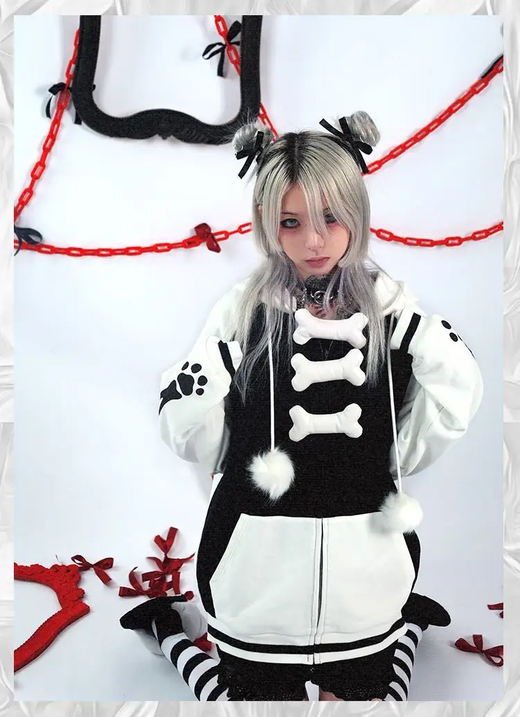 Японский Бархатный жакет в стиле Харадзюку с объемным рисунком костей свободный