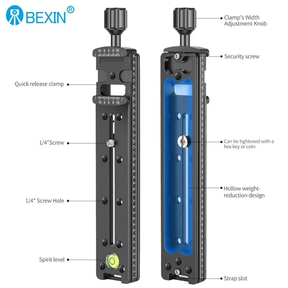 Фото Крепление-зажим BEXIN 200 мм для быстросъемной пластины, держатель для зум-объектива, совместимый с Arca Swiss, для штативов и шаровых головок камер №3