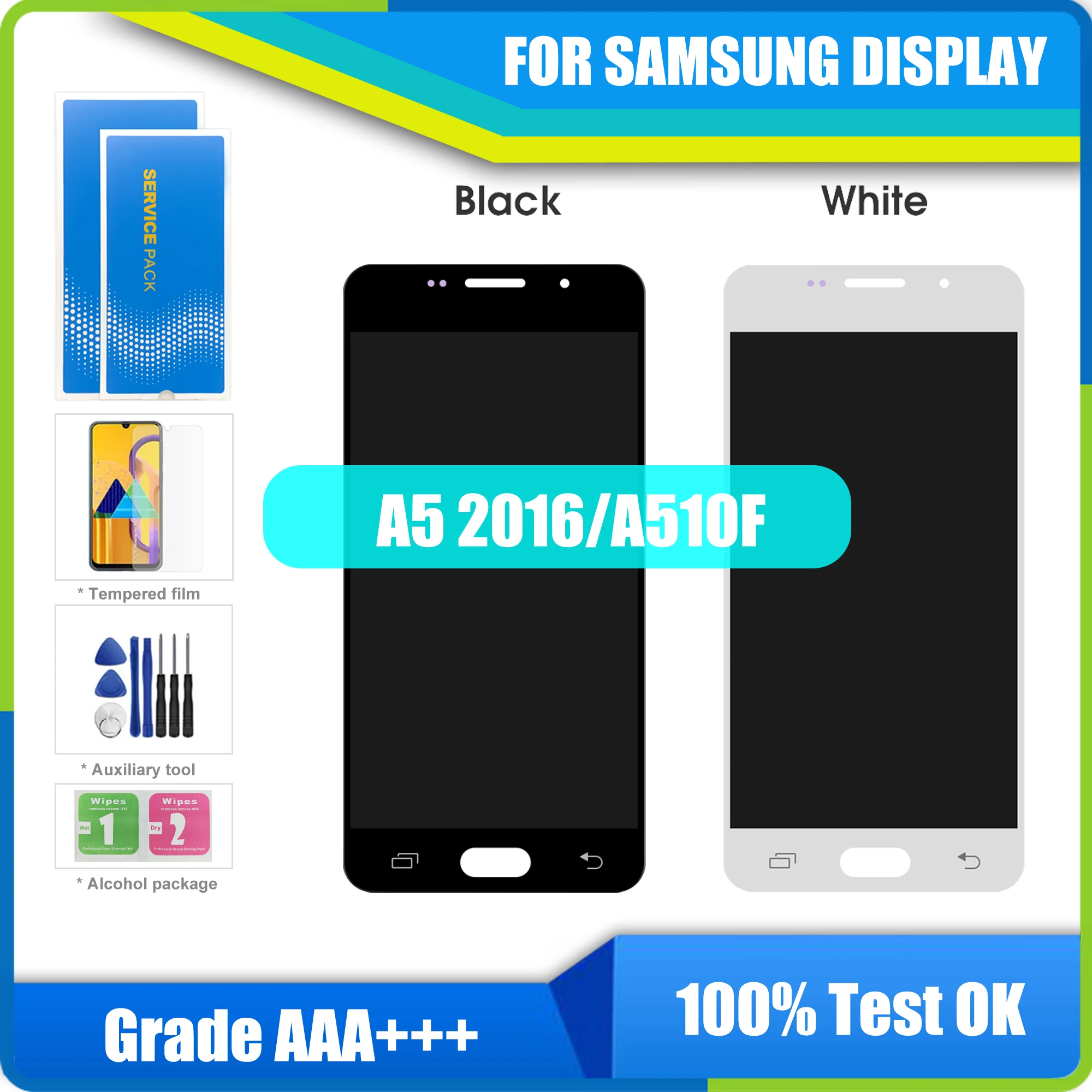 

Оригинальный AMOLED-дисплей для Samsung Galaxy A5 2016, ЖК-дисплей с рамкой 5,2 дюйма SM-A510F A510 A510F/DS, дисплей с сенсорным экраном в сборе