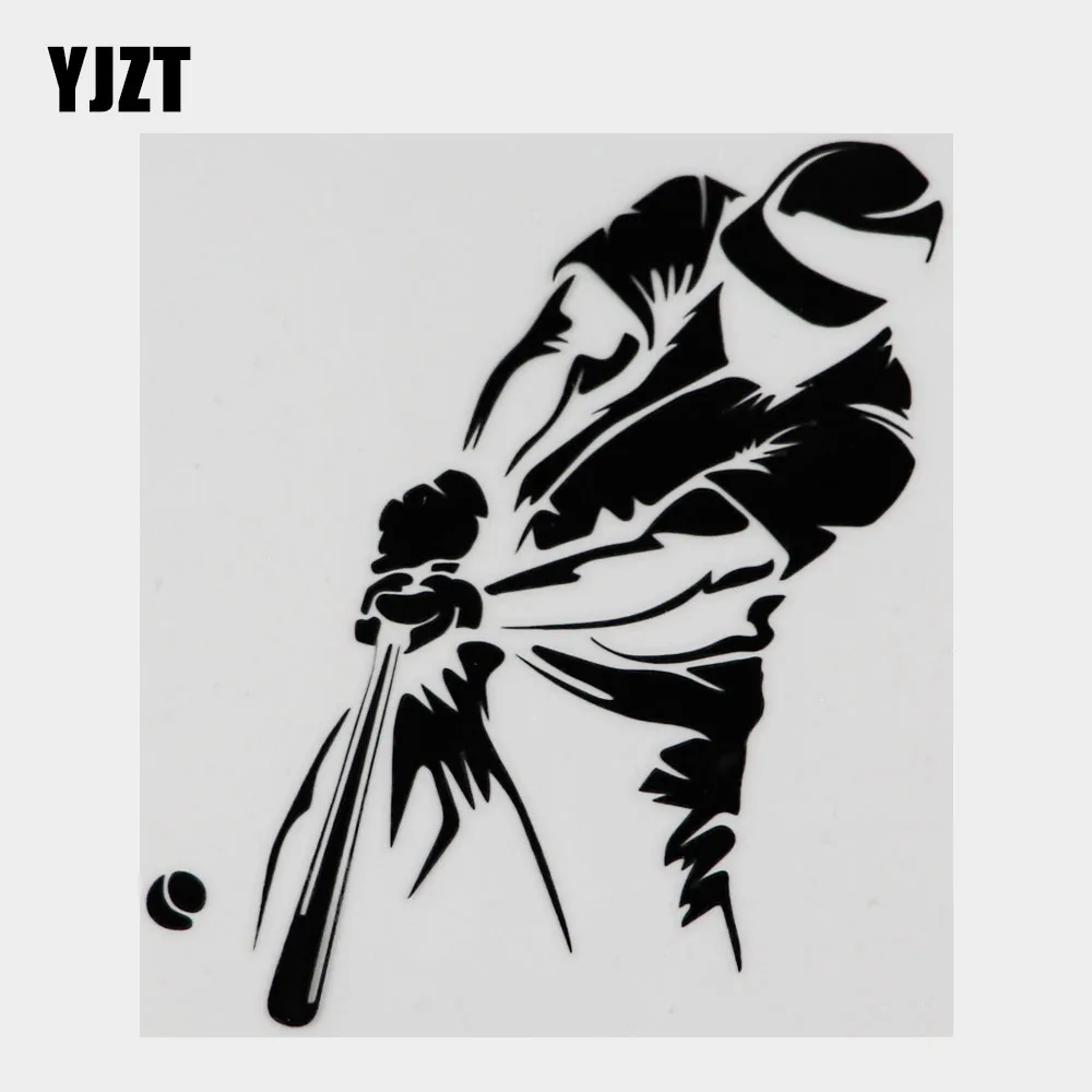 

YJZT 12.7CM×14.2CM Baseball Player Hitter Swings With Bat Vinyl Car Sticker Decal Black/Silver 8A-1438