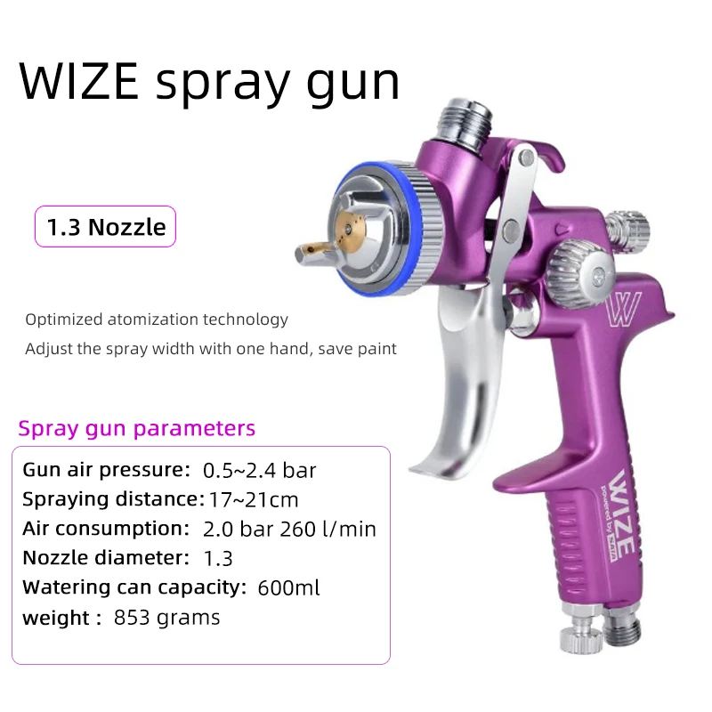 

Purple HVLP Spray Gun 1.3mm Nozzle High Atomizing Professional Sprayer Paint Spray Gun for Auto Paint Varnish Waterborne