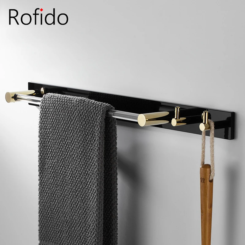 

Towel Rack Acrylic Storage Shelf Bathroom Towel Rod Kitchen Punch-free Shelves Light Luxury Wall Hanging Holder Shower Organizer