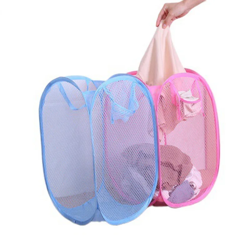 Blue Laundry Basket Foldable Japanese Color Net Laundry Basket Debris Basket images - 6