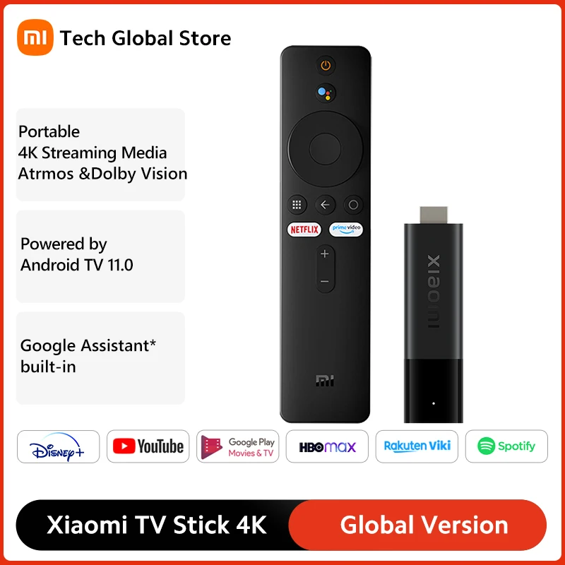 

2022 Xiaomi Mi TV Stick 4K Global Version Stream in 4K Google Assistant * built-in Android TV 11 2GB 8GB Quad-core processor