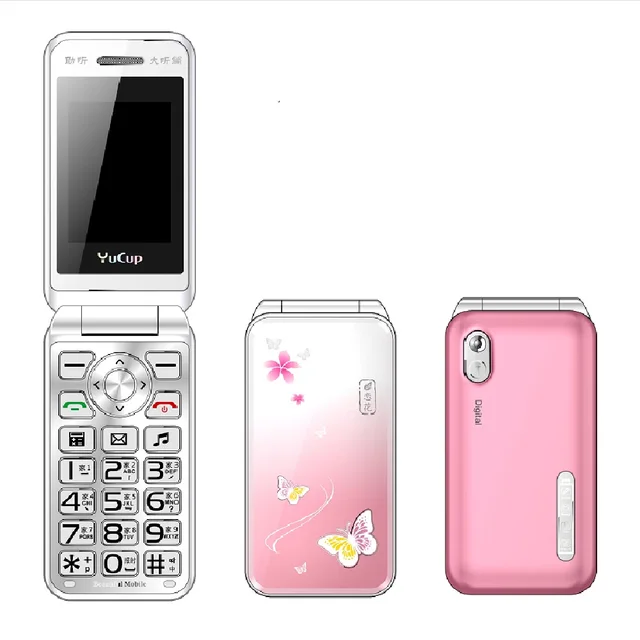 Women Flip Mobile Phone Hand Writing Touch Display Slim Flashlight Cute Cover Style Dual Sim Big Push Button Cellphone 1