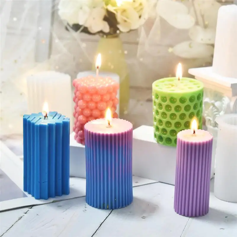 

3D Cylinder Candle Mold DIY Silicone Candle Mold Cake Resin Molds 3D Art Wax Candle Making Mould Silicone Handmade Soap Molds