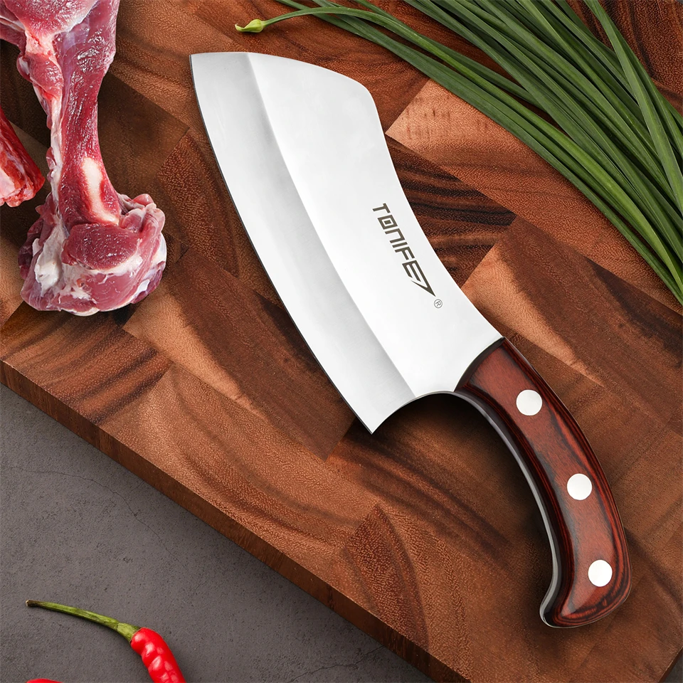 Нож для кованых мясов и овощей с цветной деревянной ручкой