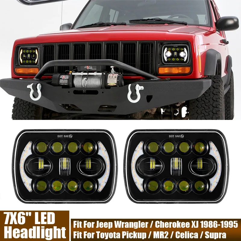 

7X6'' LED Headlight DRL Turn Light High/Low Beam For Jeep Wrangler / Cherokee YJ Fit For Toyota Pickup Celica Supra For Nissan