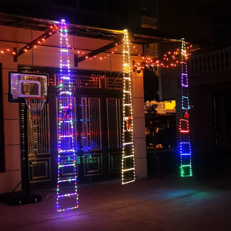 

Дед Мороз, подъем на веревке, лестница, Рождественское украшение для дома и улицы, водонепроницаемые рождественские светодиодные подвесные светящиеся строки с дистанционным управлением