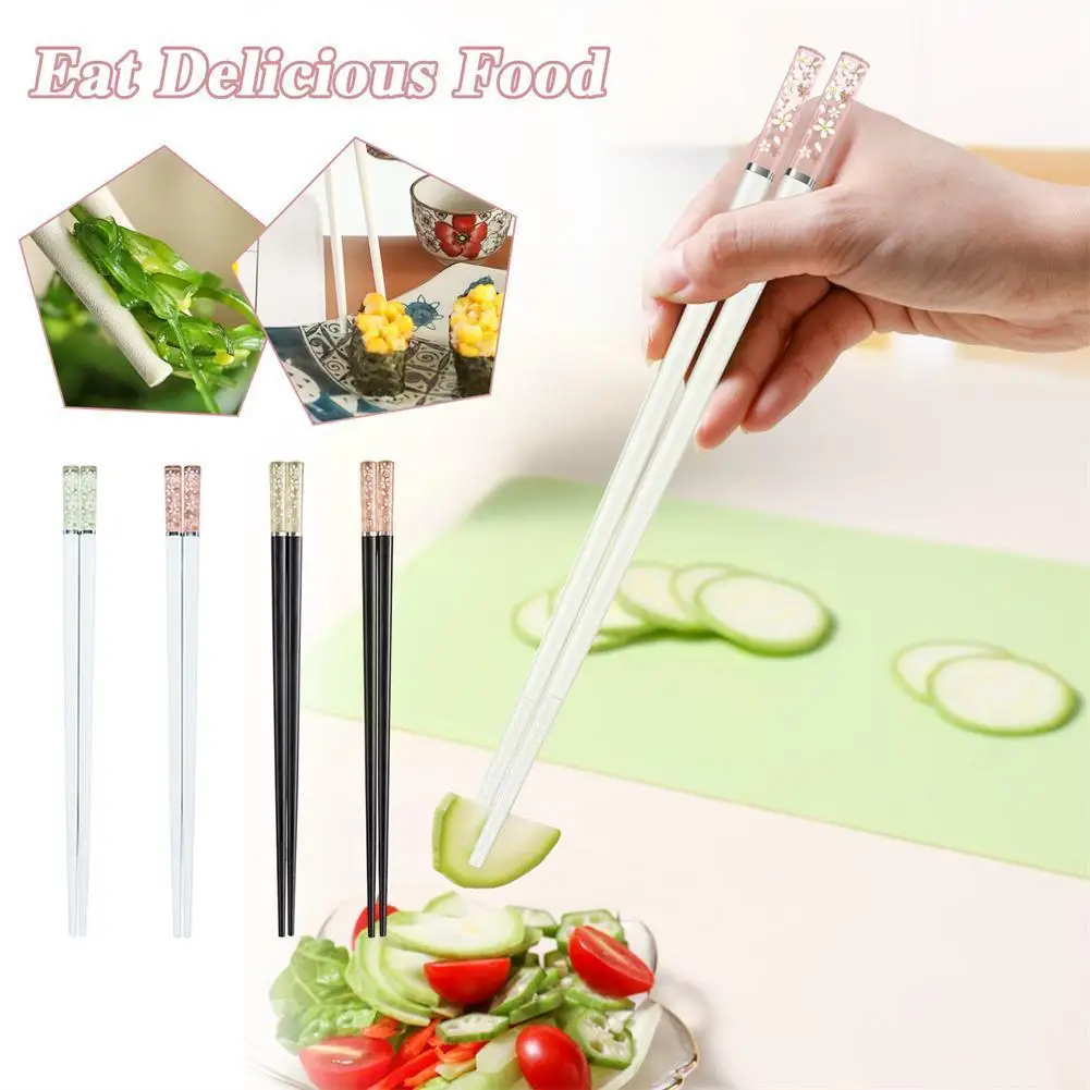 

Amber Cherry Blossom Chopsticks Petal Pattern Non-slip High Resistant Temperature Chopsticks Antibacterial Household Alloy F8Y5