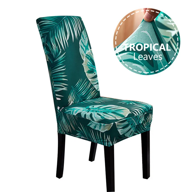 

Palm Leaves Chair Cover Tropical Spandex Slipcover Case Elastic Stretch Chair Cover For Dining Chairs Seats Protector 1pcs