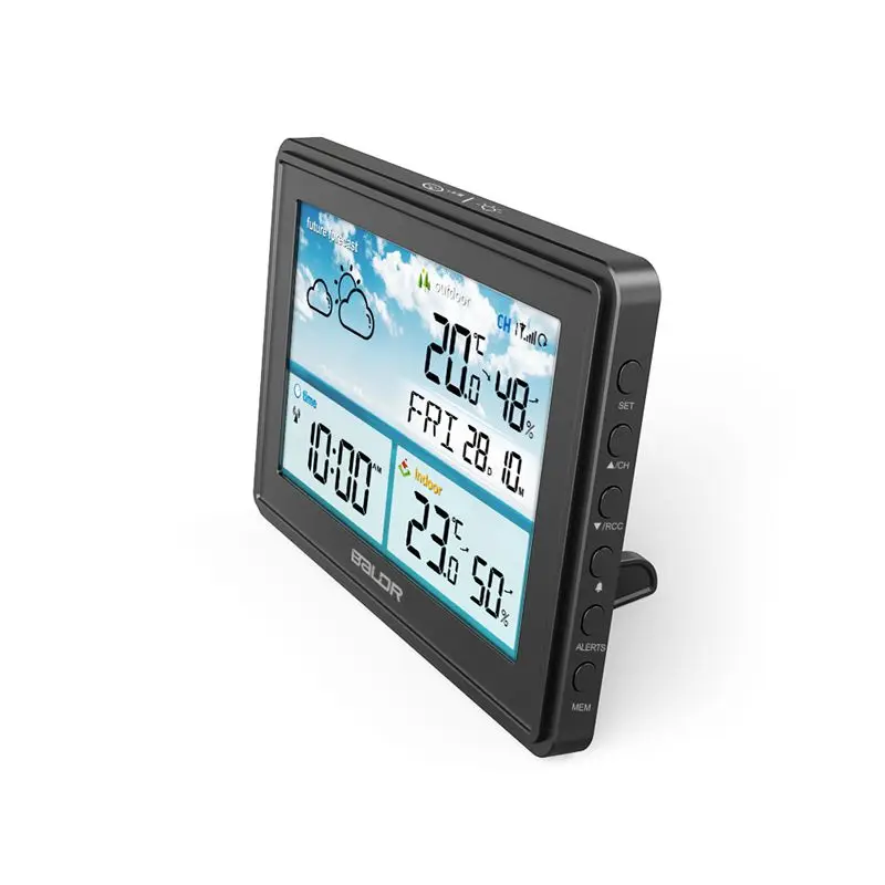 Беспроводная цветная Метеостанция Baldr с оповещениями большой ЖК-дисплей