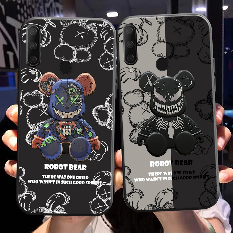 

Marvel Luxury Cute Bear For Huawei Honor 10X 9X Pro Lite Phone Case For Honor 8X Coque Liquid Silicon Silicone Cover TPU Back
